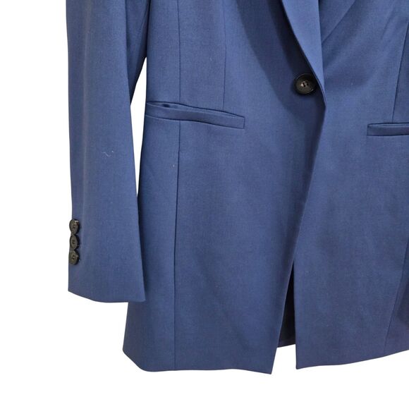 NEW Lafayette 148 Womens sz 0 Petite 0P Stretch Wool Single Button Blazer Blue - Picture 3 of 15